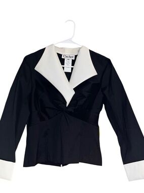 Cachet Women’s Black & White Knotted Detail in Textured Fabric Formal Top Sz-S